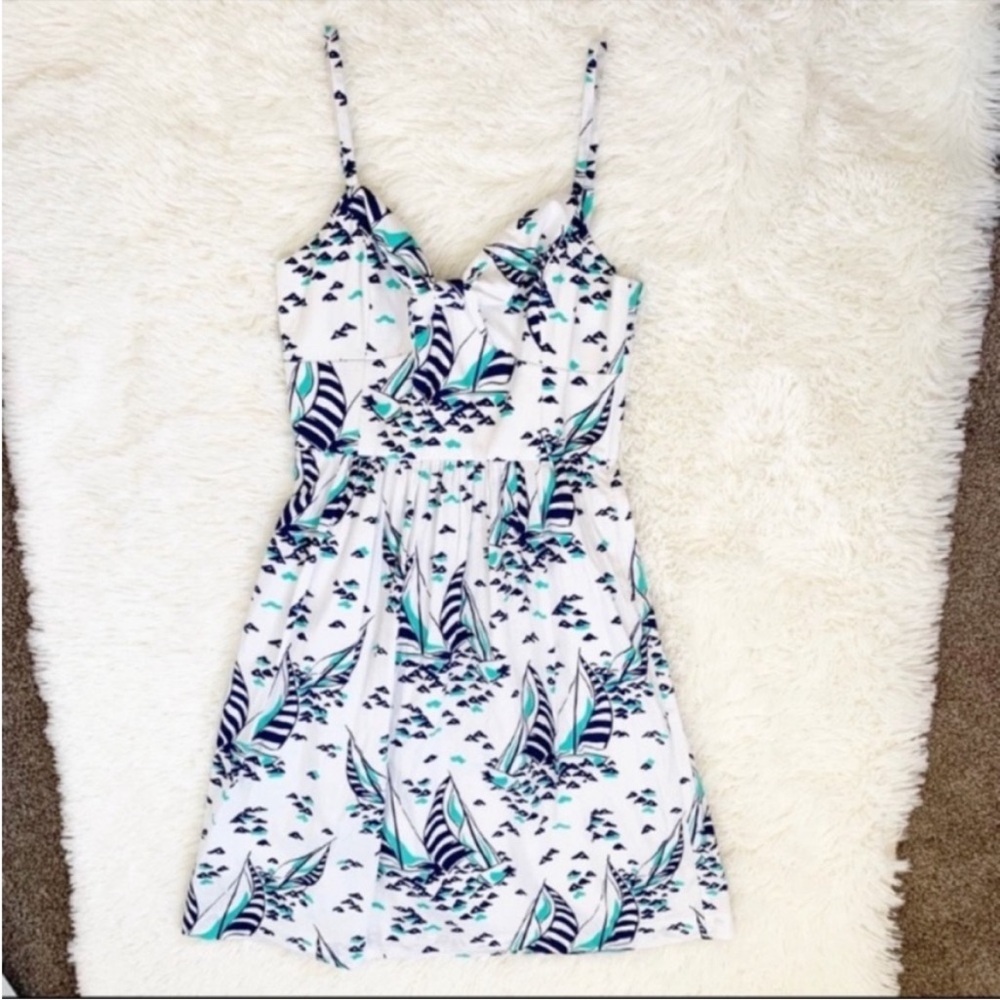 Vineyard Vines Nautical Print Sailboat Fit & Flare  Sun Dress Size 0 - Picture 2 of 11